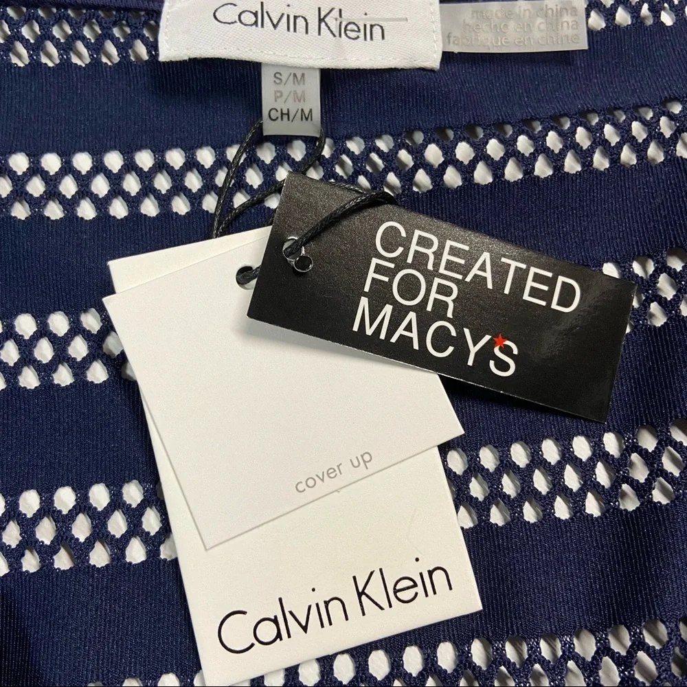 Calvin Klein Swim Mesh Beach Cover Up In Navy, S/M - Picture 4 of 11